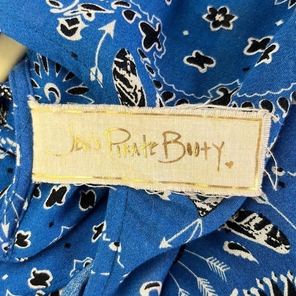 JEN’S Pirate Booty Dixie Blue Bandana Maxi Dress Open Back Short Sleeve Small - Picture 9 of 10